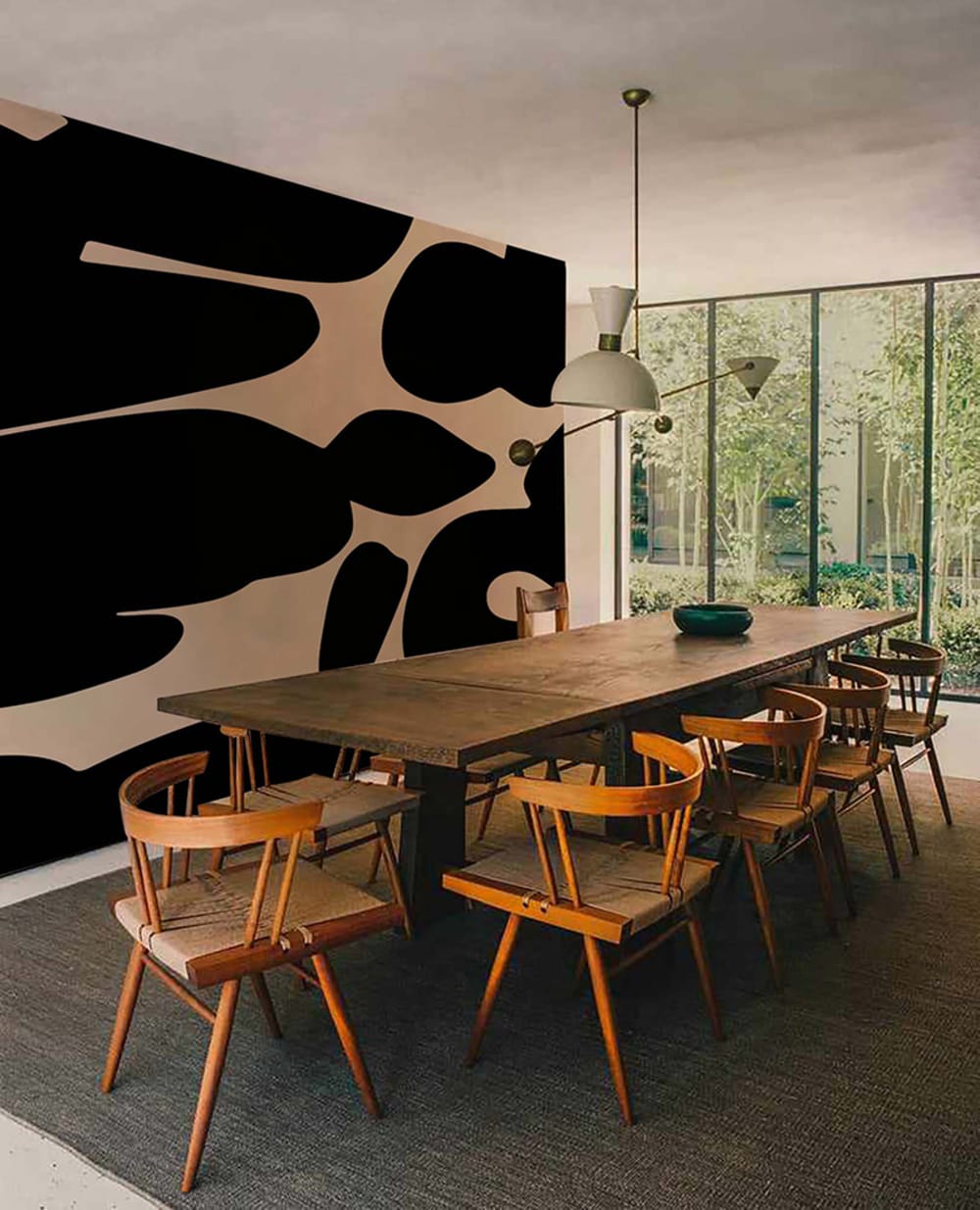 Papier peint panoramique graphique noir – h250 x l250 cm (5 lés)