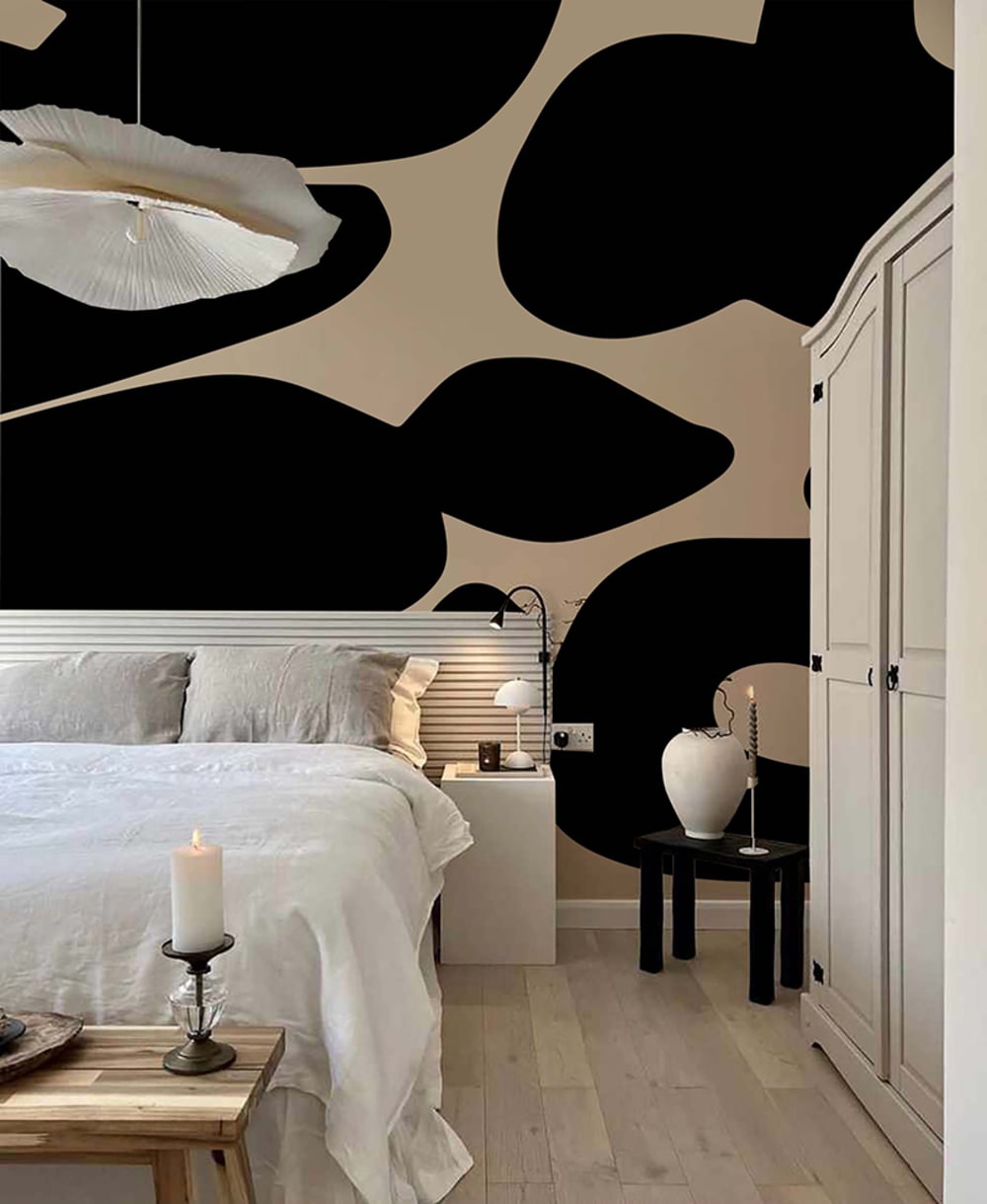 Papier peint panoramique graphique noir – h250 x l250 cm (5 lés) — vue 3