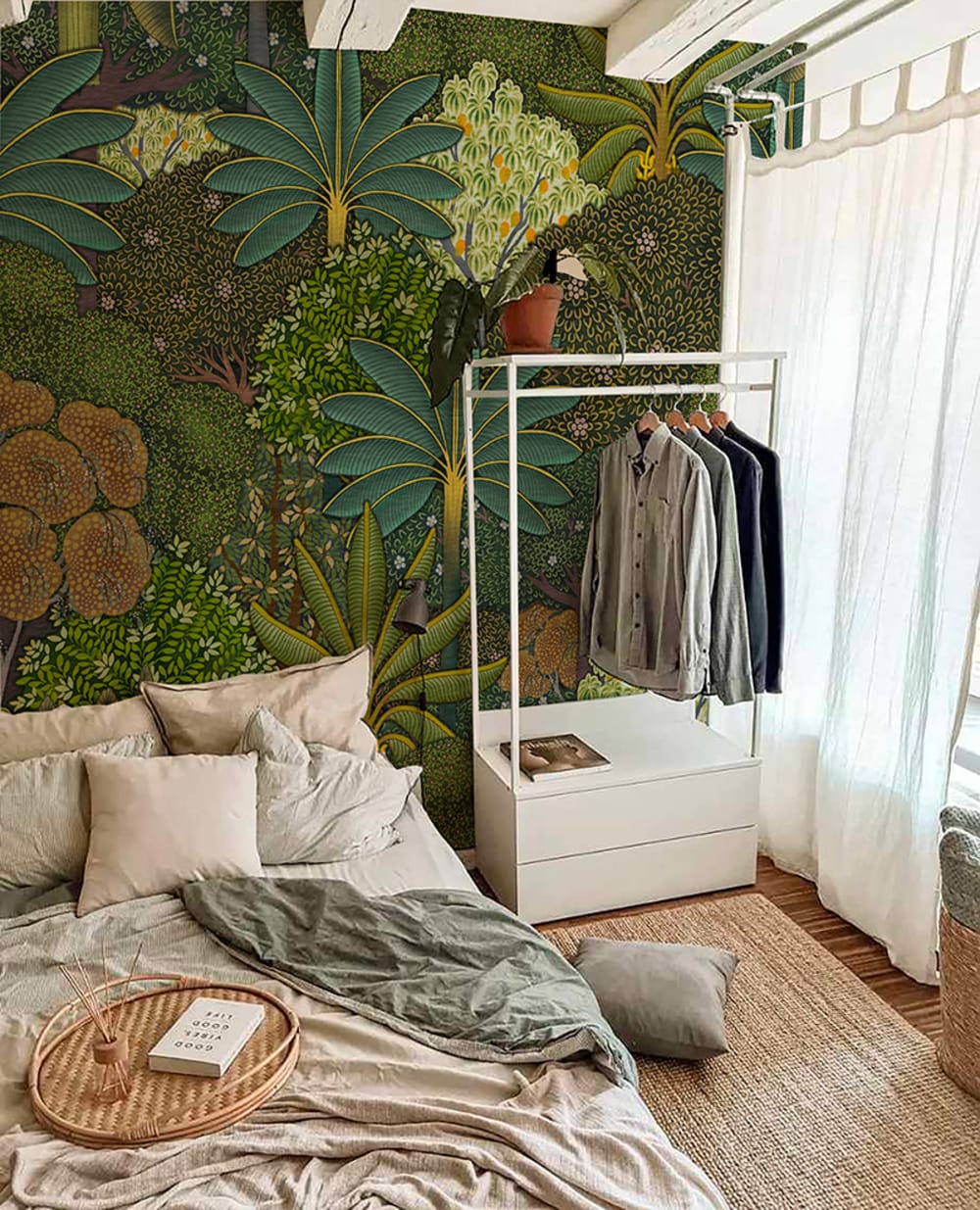 Papier peint panoramique végétal vert – h300 x l300 cm (6 lés)