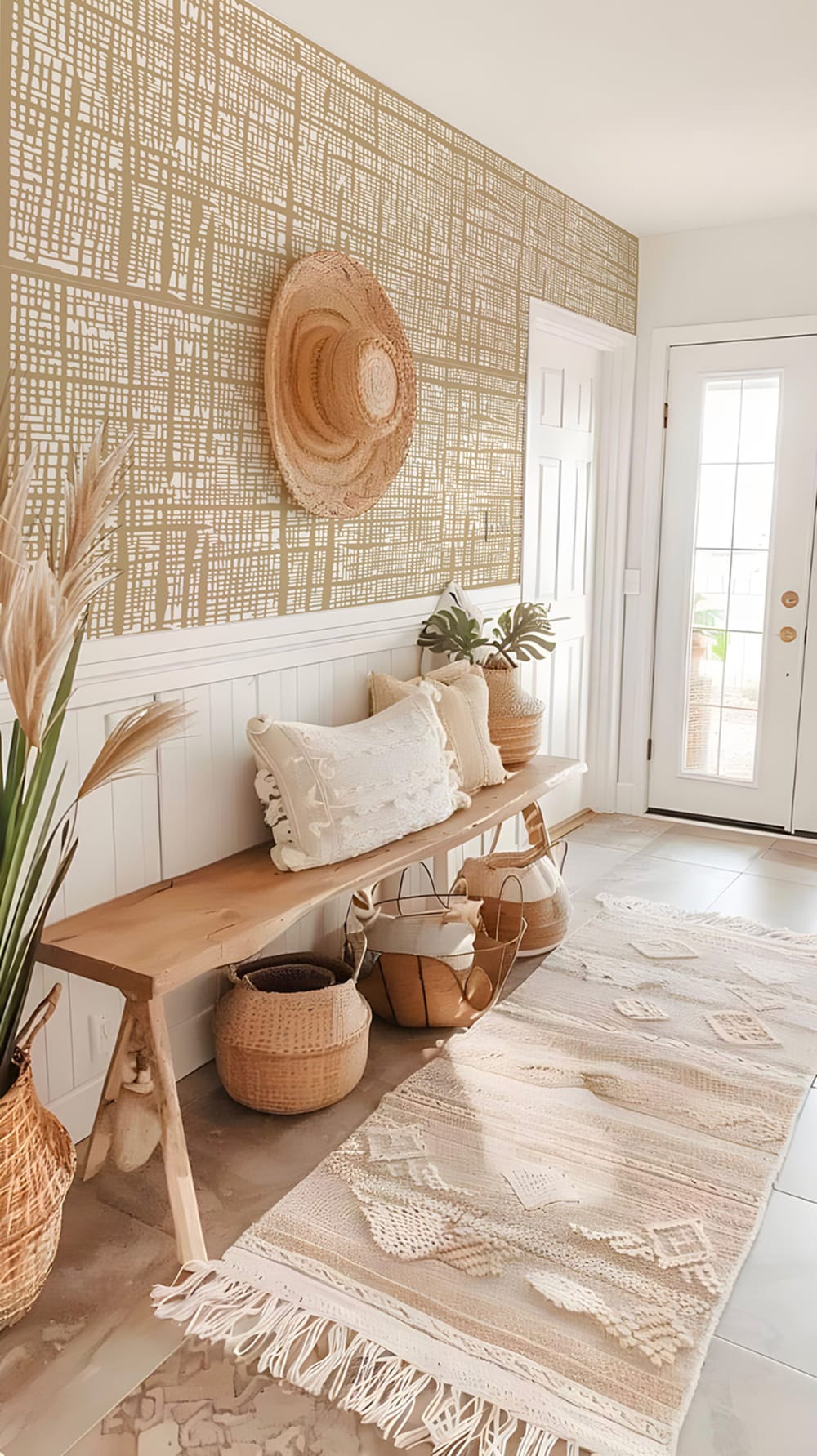 Papier peint panoramique géométrique beige – h250 x l600 cm (12 lés) — vue 3