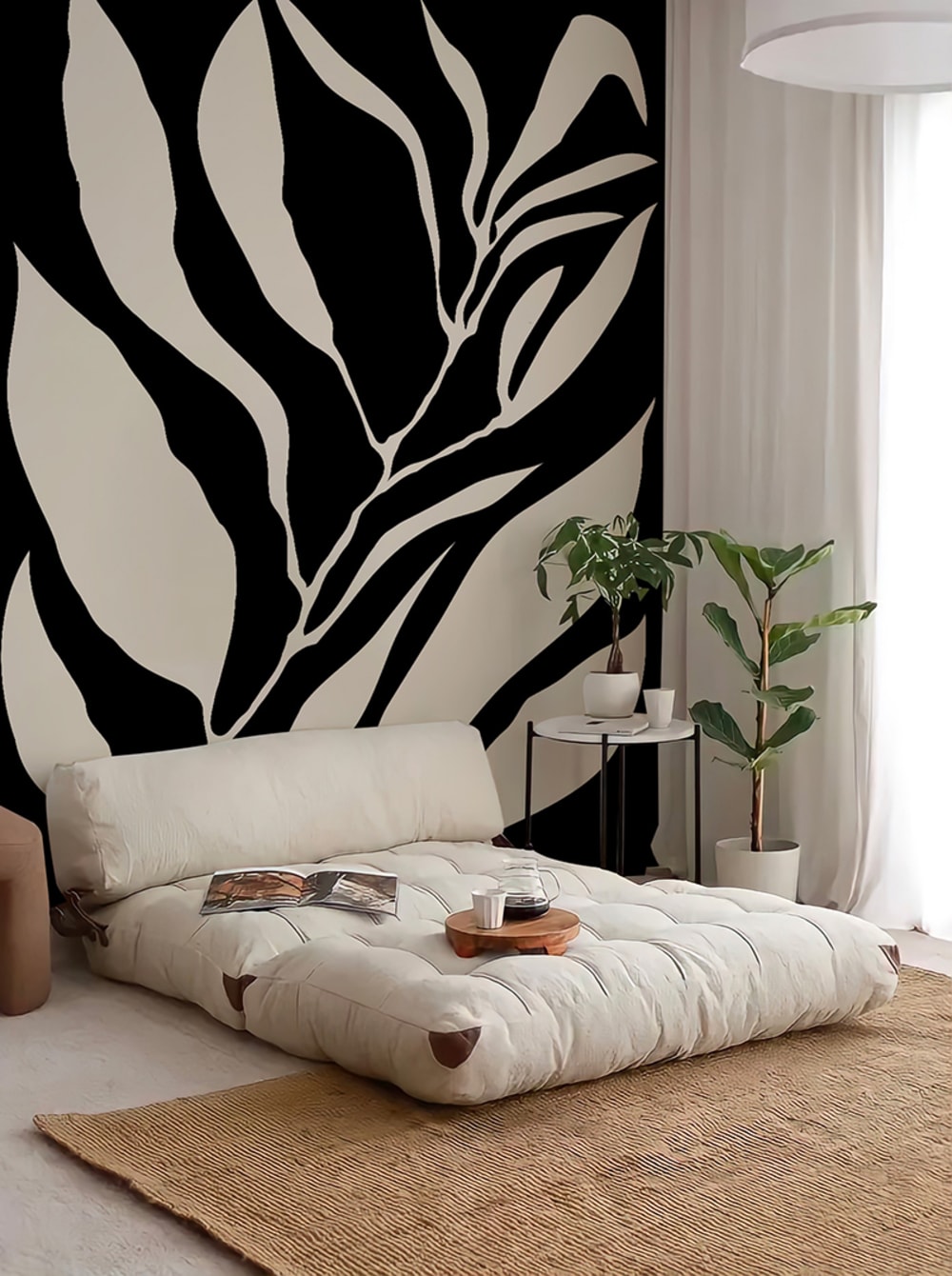 Papier peint végétal noir – h300 x l200 cm (4 lés)