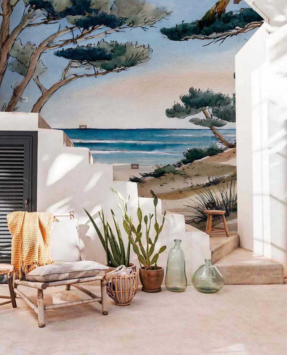 Papier peint panoramique vue mer bleu – h250 x l300 cm (6 lés) — vue 3