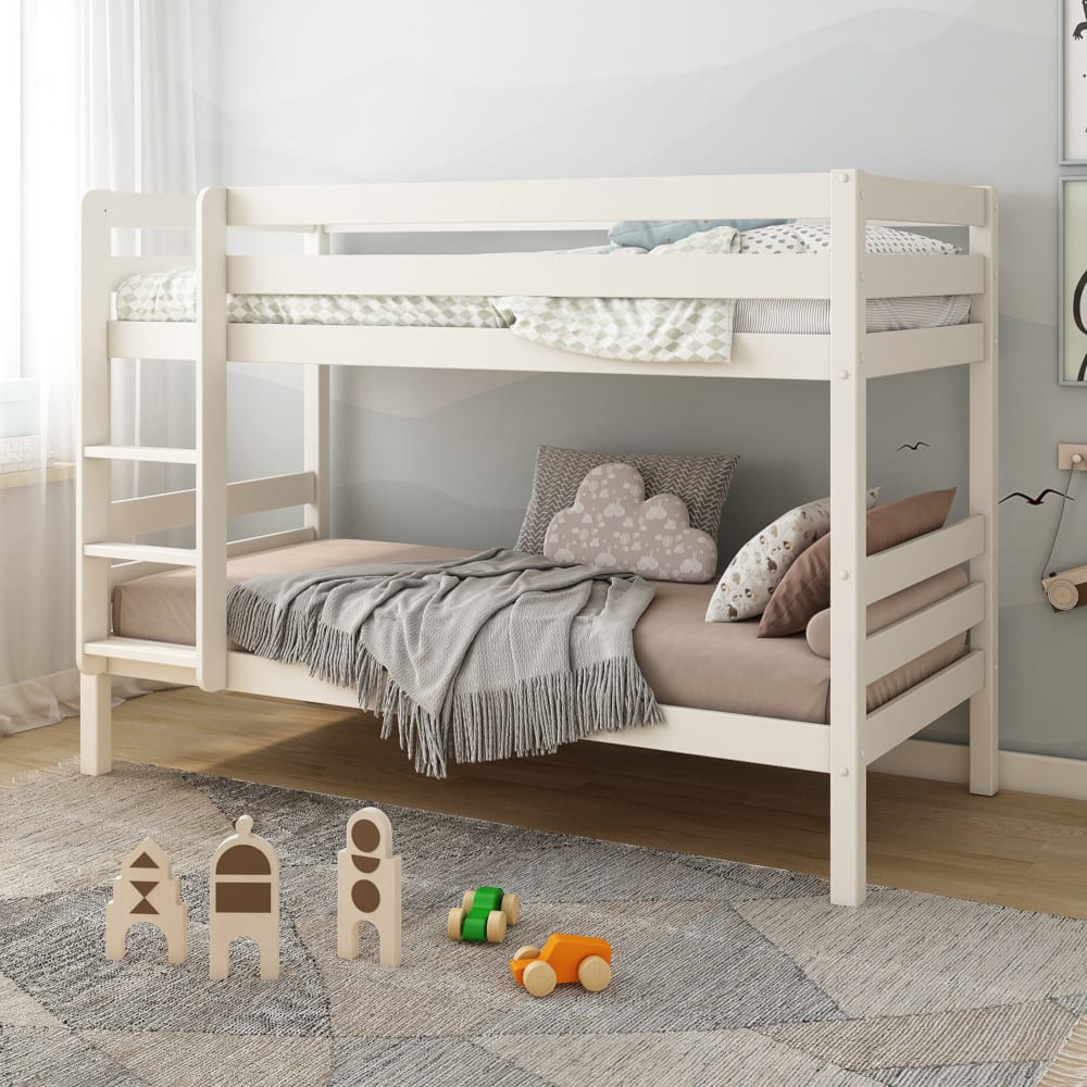 Lit superposé en pin massif blanc 90x190 - Maisons du Monde