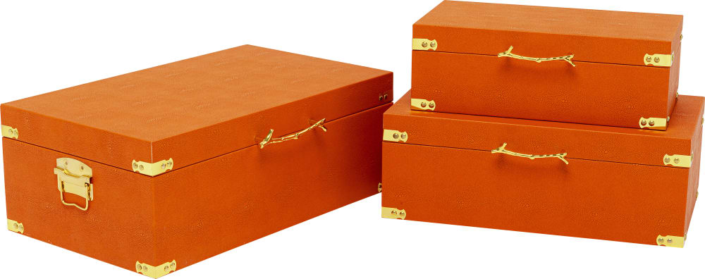 Lot de 3 boîtes en simili crocodile orange — vue 3