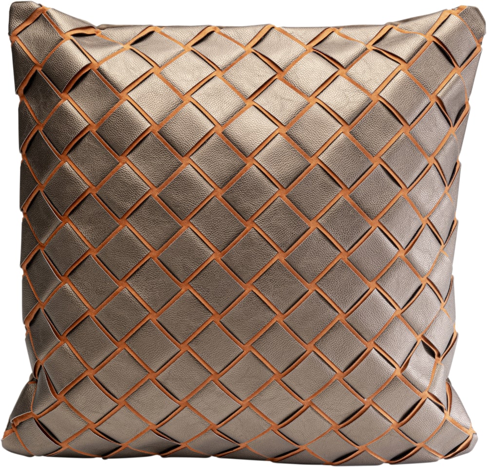 Kare Design Kissen in Flecht-Optik, grün und orange, 45x45cm style modern Beige Pes - Polyester