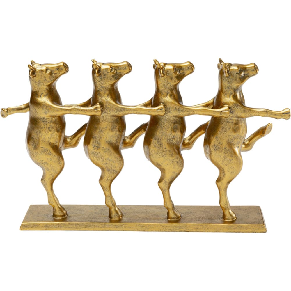 Kare Design Dekofigur Tanzende Kühe aus Polyresin, gold, H23cm style modern - Harz