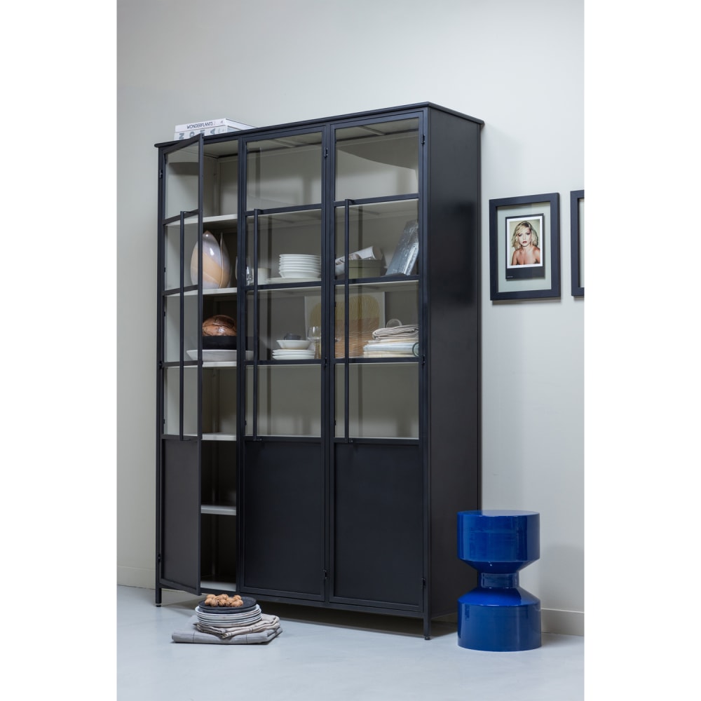 Vitrine 3 portes en fer noir