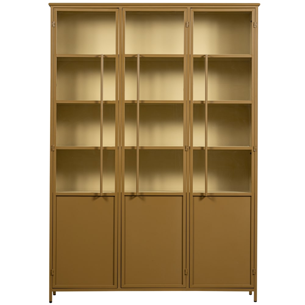Vitrine 3 portes en fer jaune miel