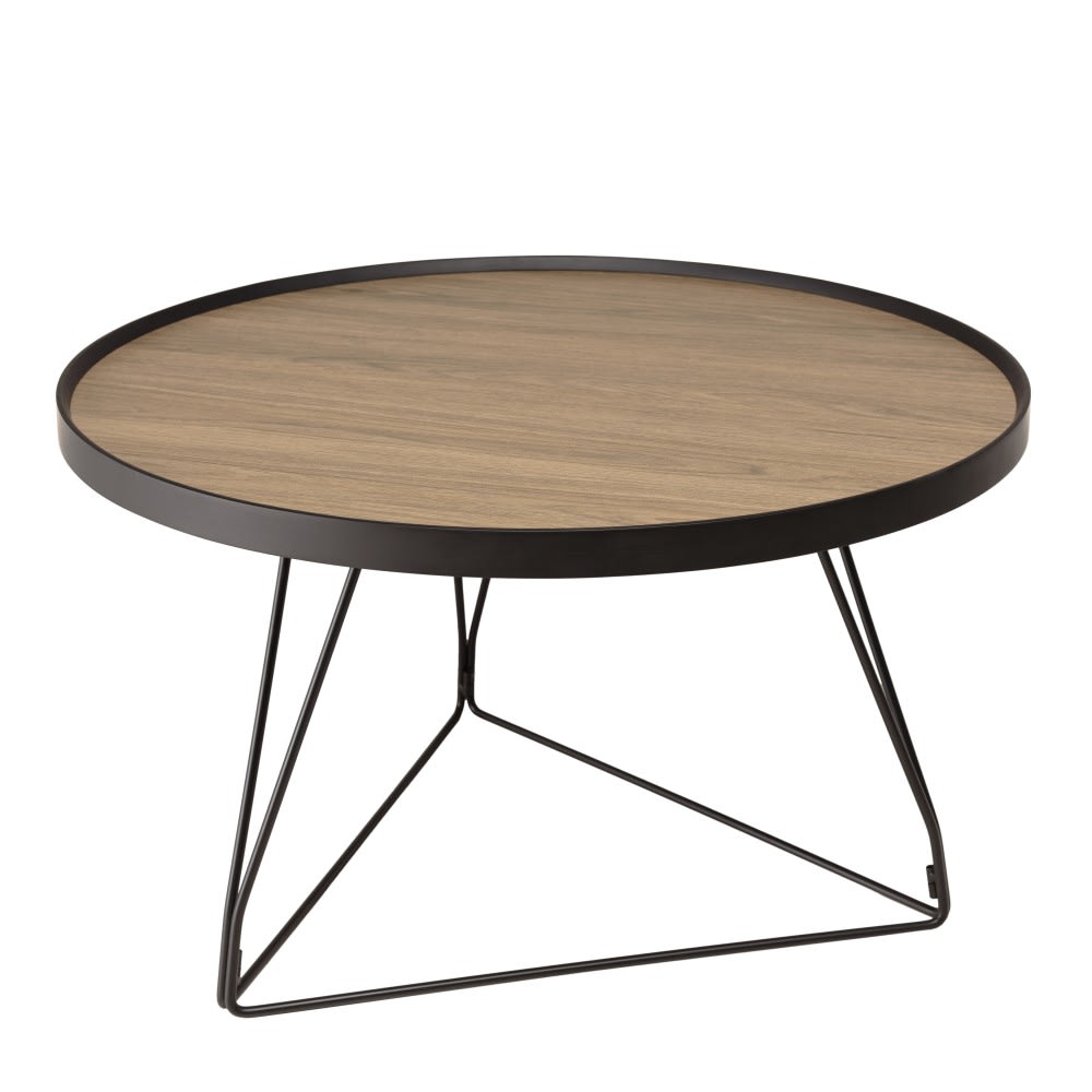 MACABANE Runder Couchtisch 70x70cm style classic chic Braun Spanplatte