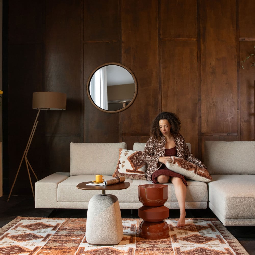 Miroir rond en bois ø80cm - Bois foncé