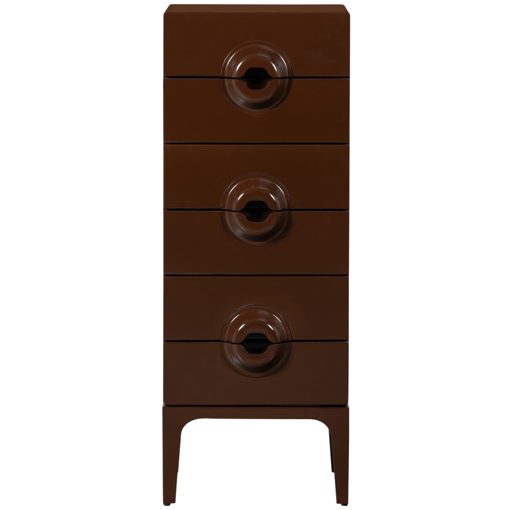 Commode 6 tiroirs en bois d'eucalyptus marron/rouge