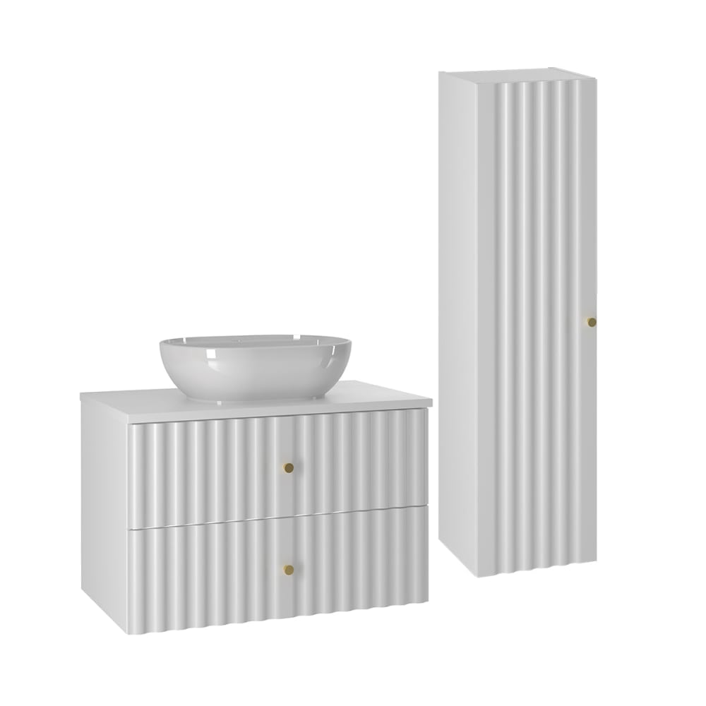 Ensemble meuble simple vasque 80cm panneaux mélaminé et mdf blanc Ensemble meuble simple vasque 80cm panneaux mélaminé et mdf blanc