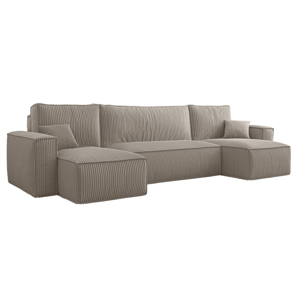 Selsey U-Form-Sofa mit Schlaffunktion und Cordbezug, beige style modern - Stoff