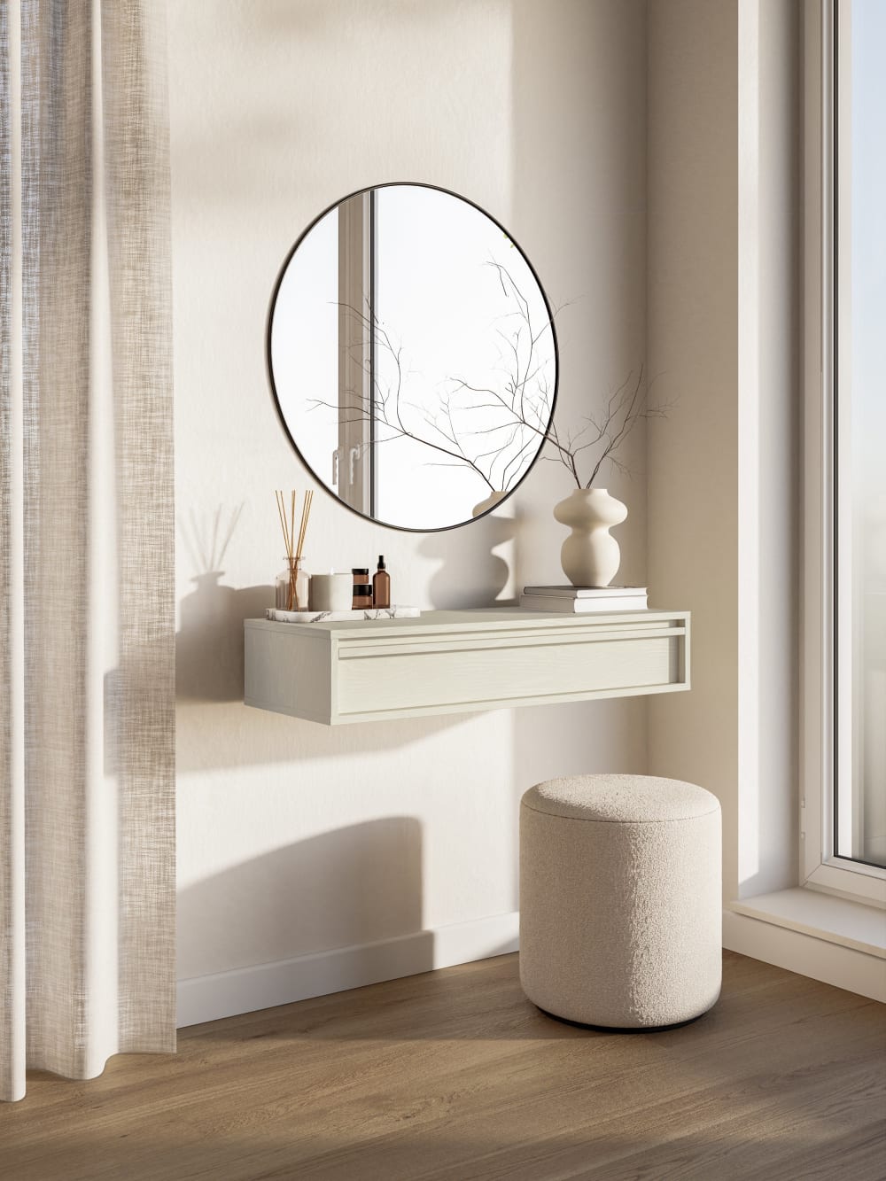 Konsolentisch mit Schublade in Beige, 90 cm - Maisons Du Monde