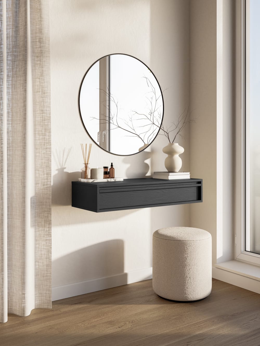 Konsolentisch mit Schublade in Schwarz, 90 cm - Maisons Du Monde