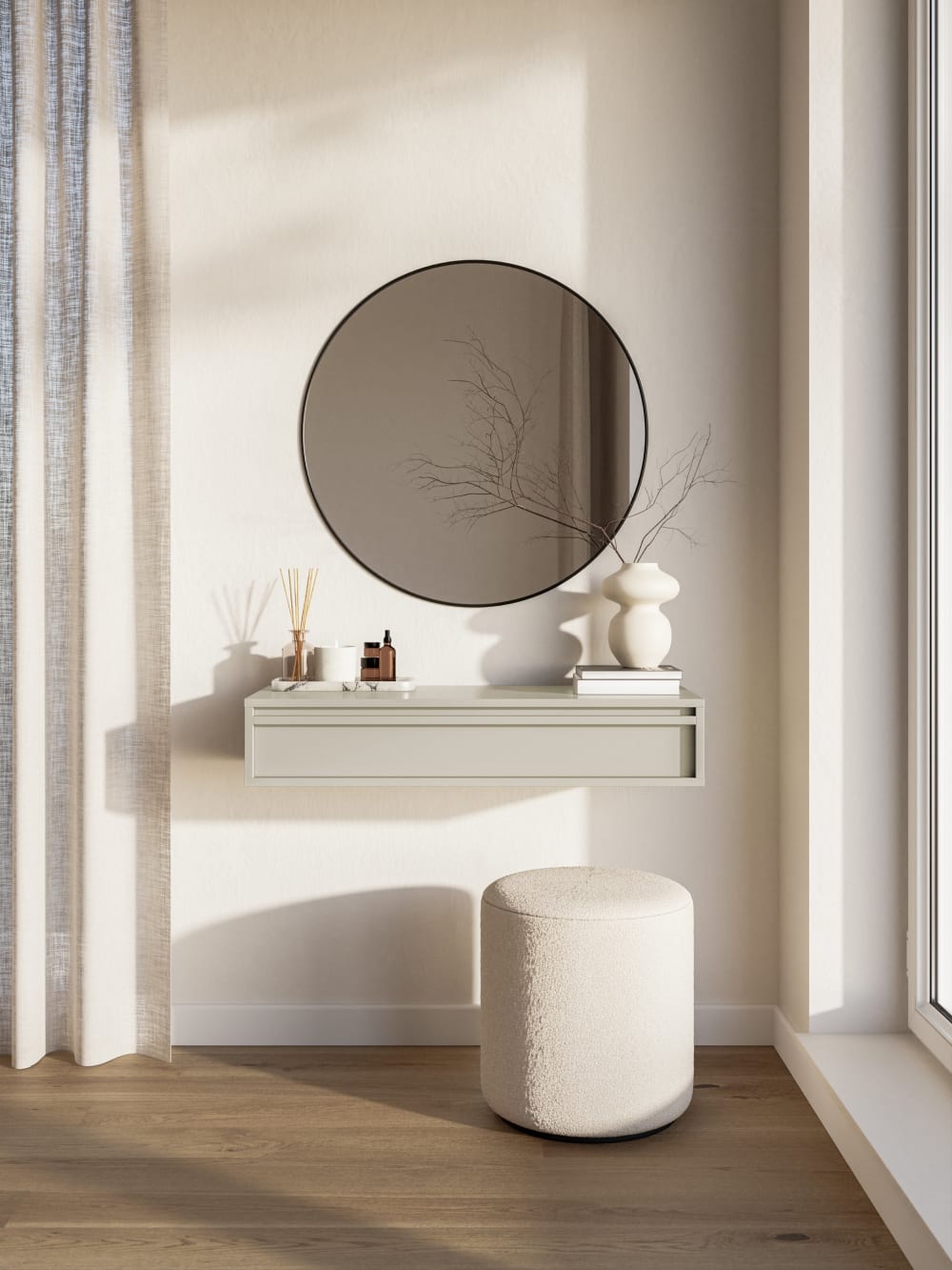 Konsolentisch mit Schublade in Greige, 90 cm - Maisons Du Monde