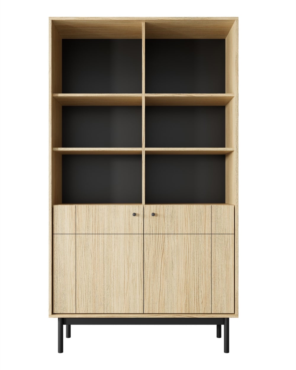 Bibliothèque avec 2 portes aspect chêne 104 cm