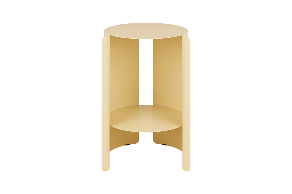 Table d'appoint avec étagère en acier peint par poudrage, rouge