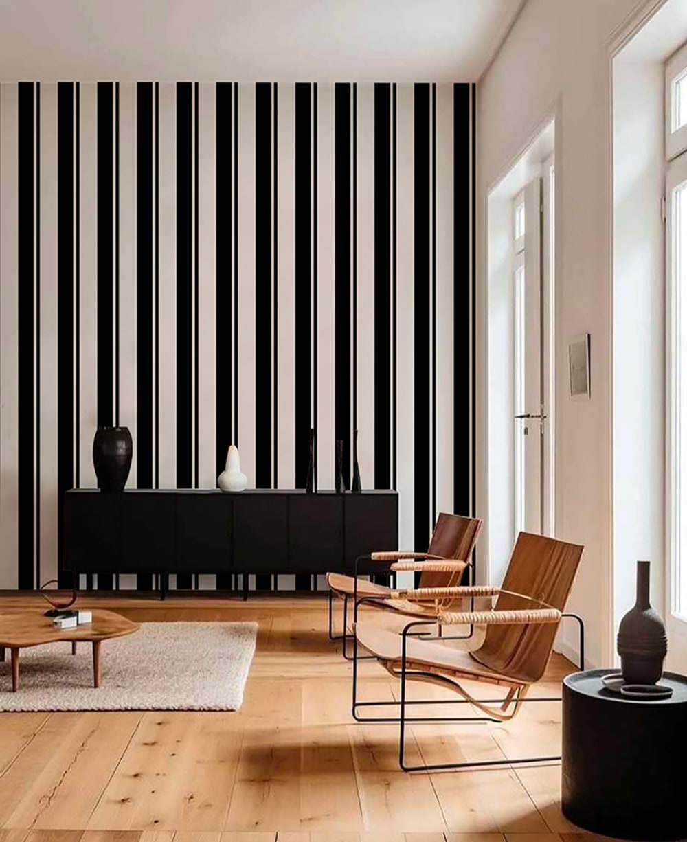 Papier peint panoramique rayures gris – h250 x l300 cm (6 lés) — vue 3