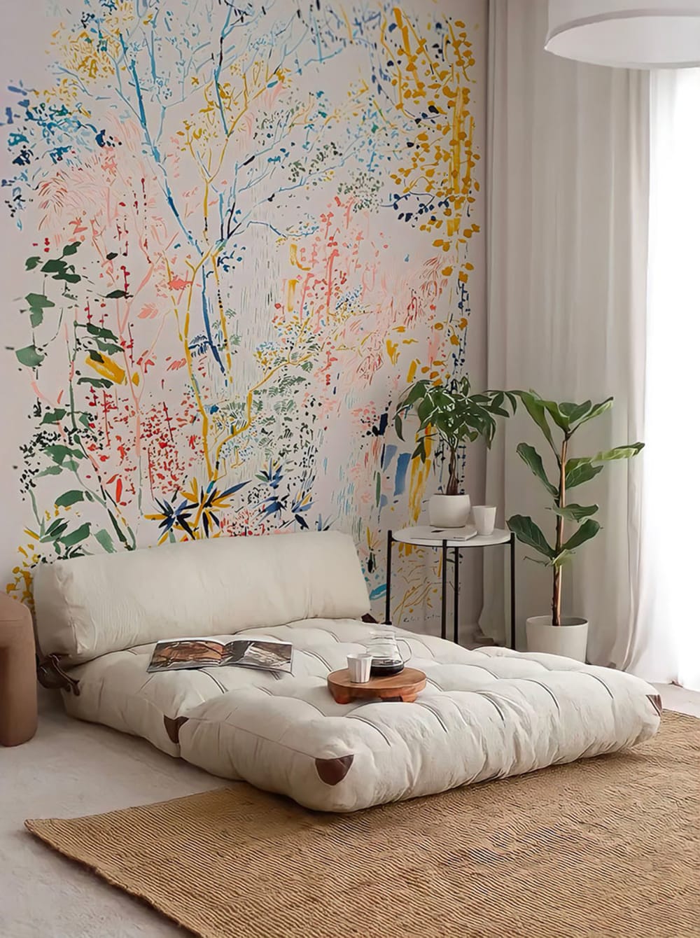 Papier peint végétal coloré beige – h250 x l200 cm (4 lés) — vue 3