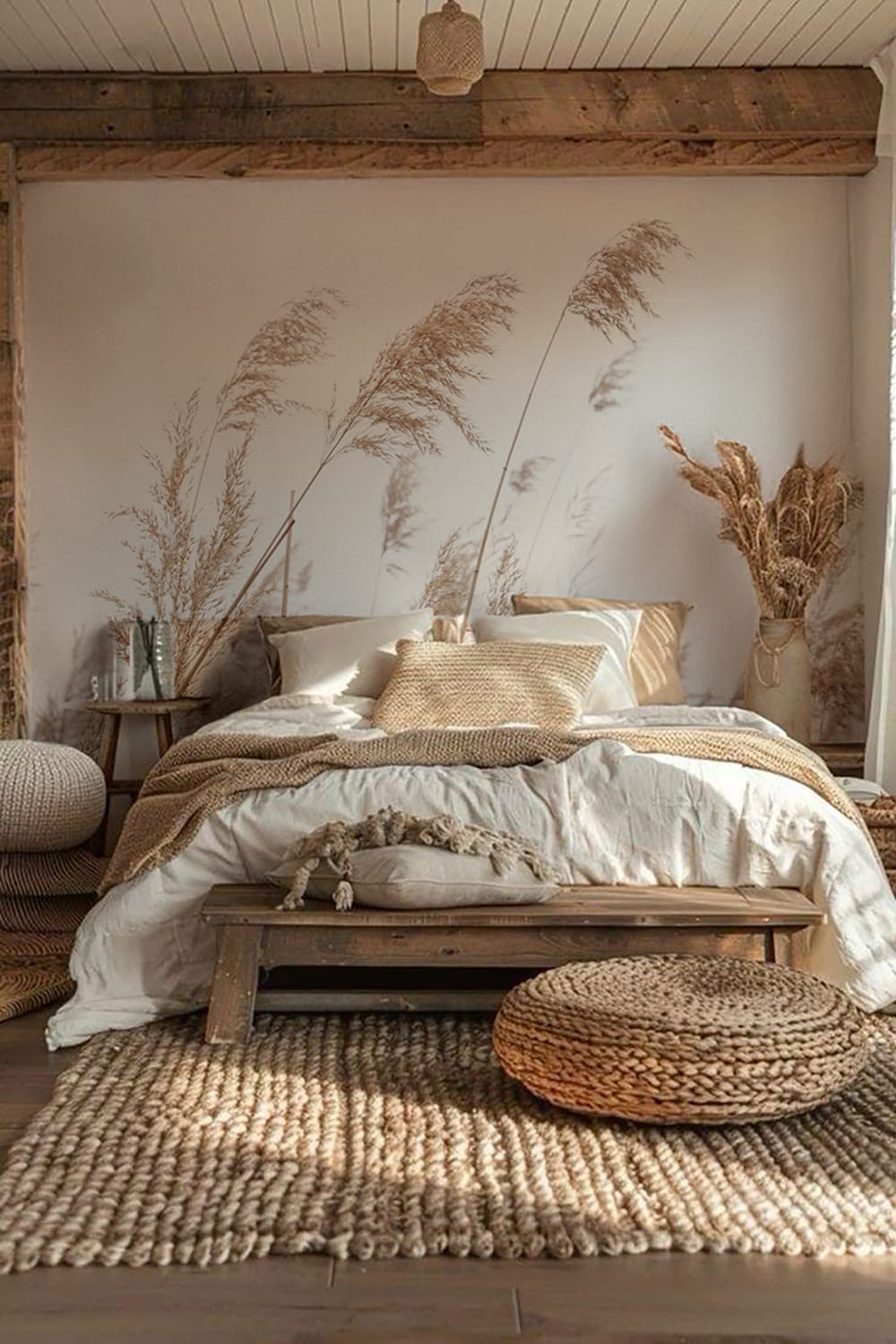 Papier peint panoramique pampa beige – h250 x l450 cm (9 lés)