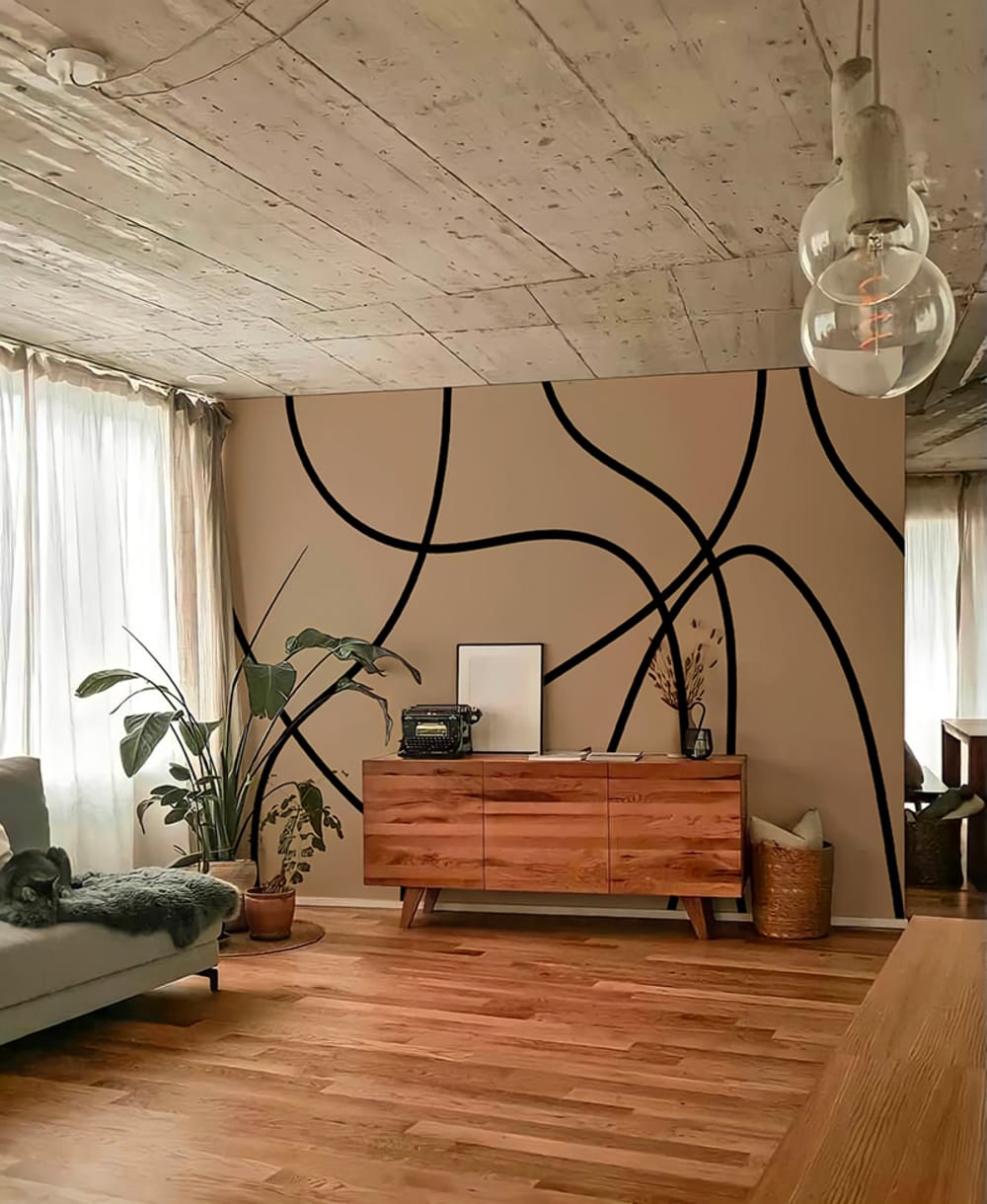Papier peint minimaliste noir – h300 x l200 cm (4 lés) — vue 3