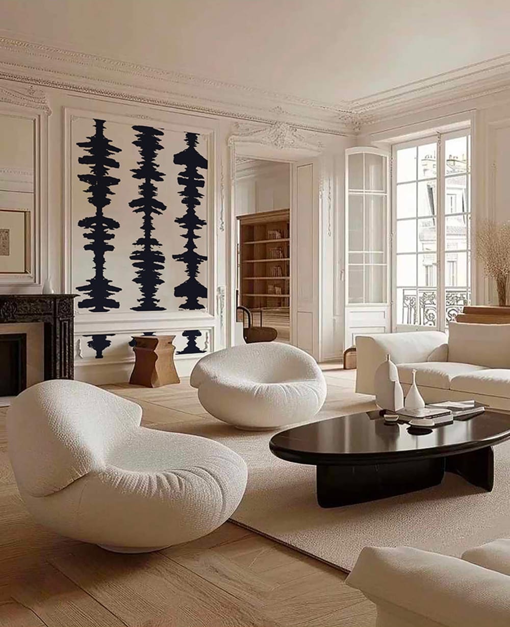 Papier peint encre noir – h300 x l200 cm (4 lés)