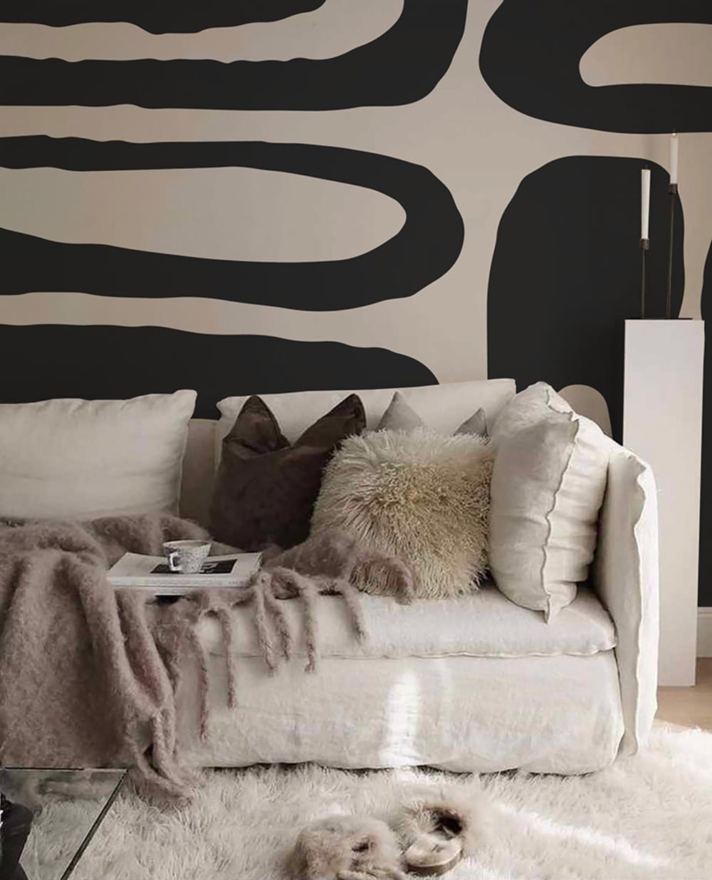 Papier peint panoramique abstrait noir – h250 x l250 cm (5 lés) — vue 4