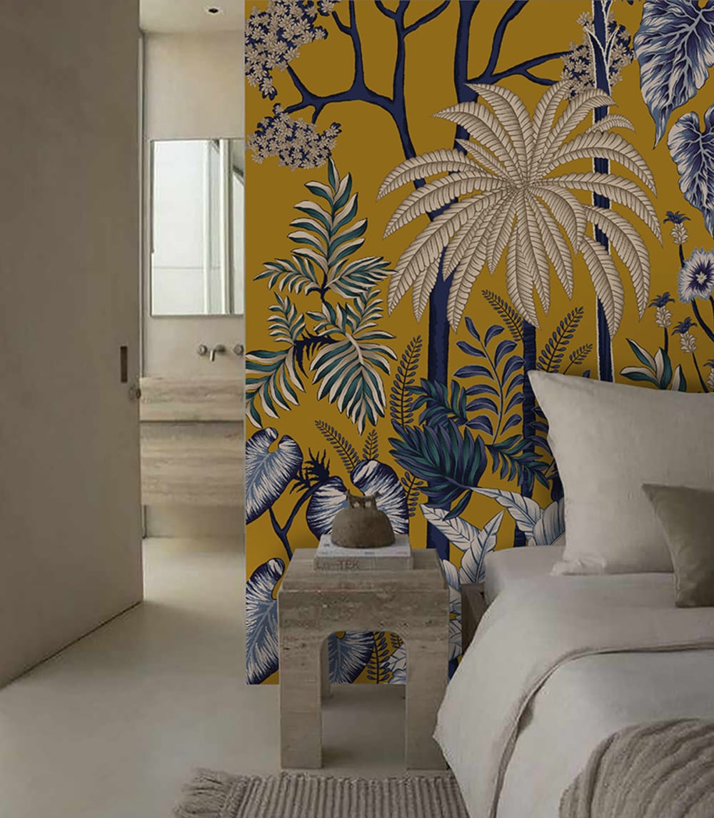 Papier peint palmiers bleu – h300 x l200 cm (4 lés) — vue 4