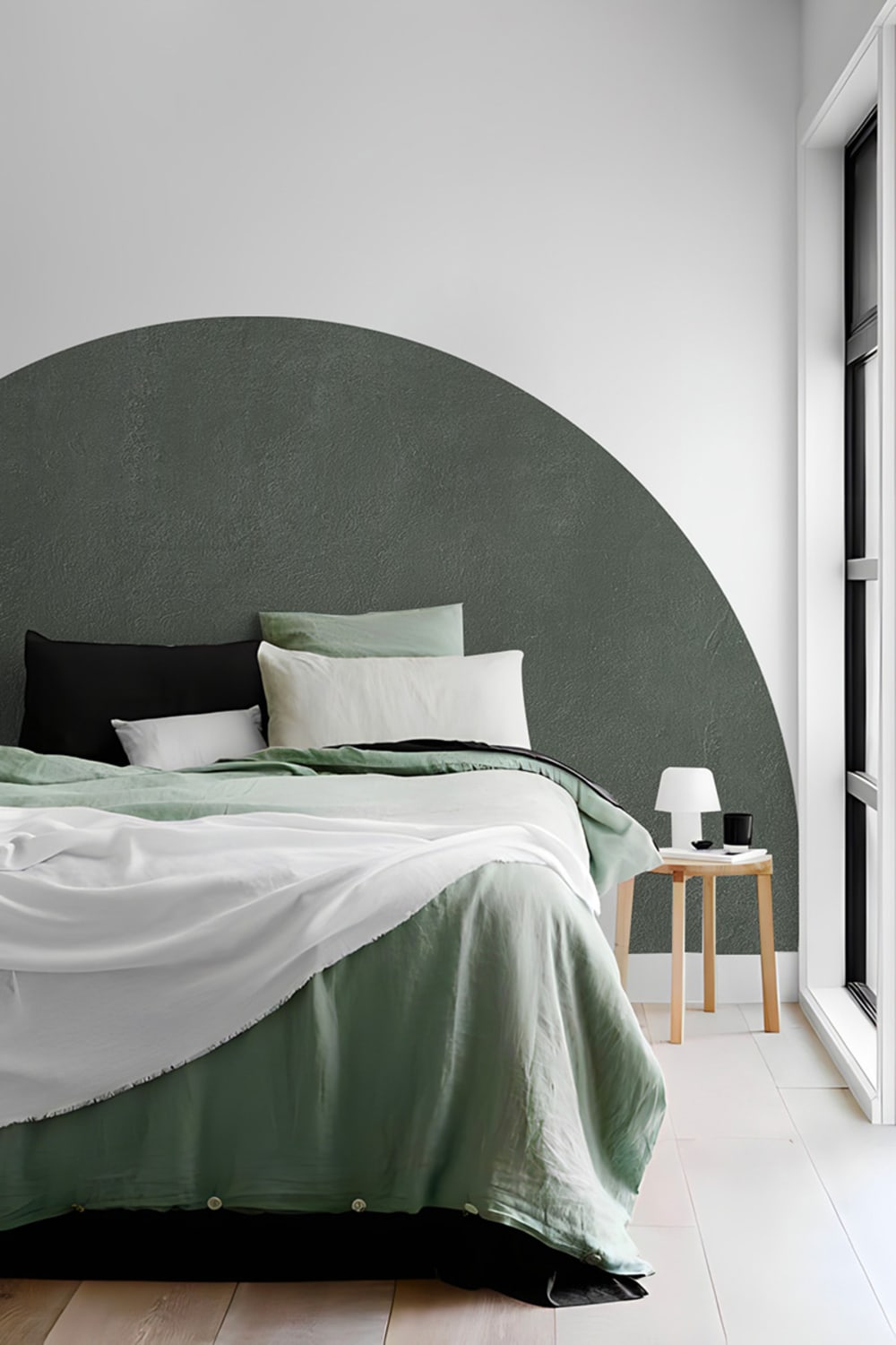 Papier peint panoramique demi-cercle vert – h300 x l350 cm (7 lés)