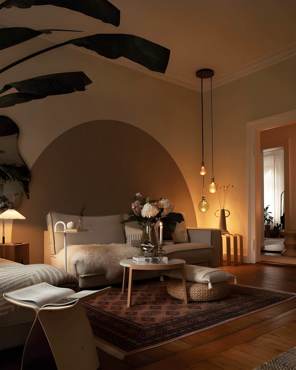 Papier peint panoramique demi-cercle beige – h300 x l350 cm (7 lés) — vue 4