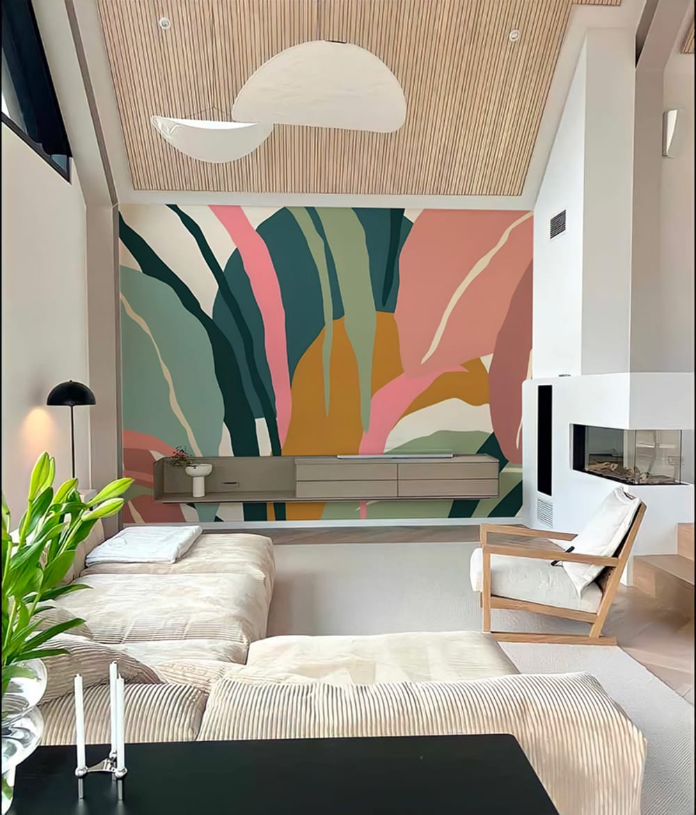 Papier peint végétal coloré multicolore – h300 x l200 cm (4 lés) — vue 4
