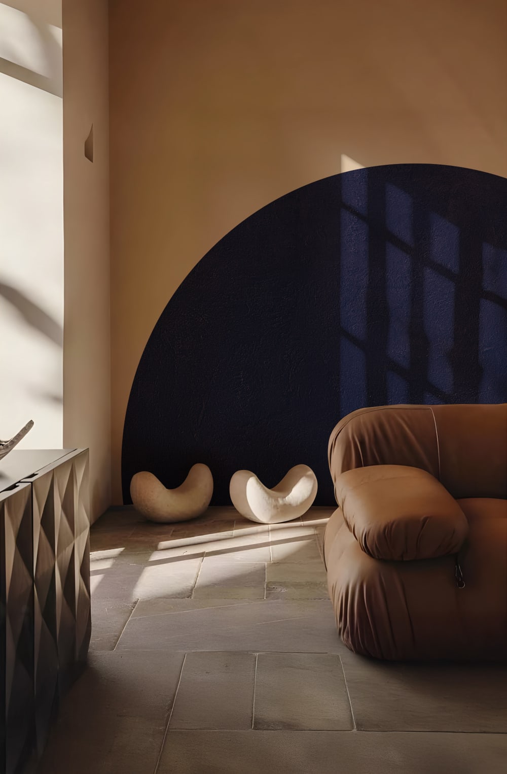 Papier peint panoramique demi-cercle bleu – h300 x l350 cm (7 lés) — vue 3