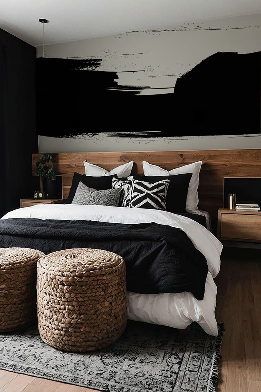 Papier peint peinture noir – h250 x l200 cm (4 lés) — vue 3