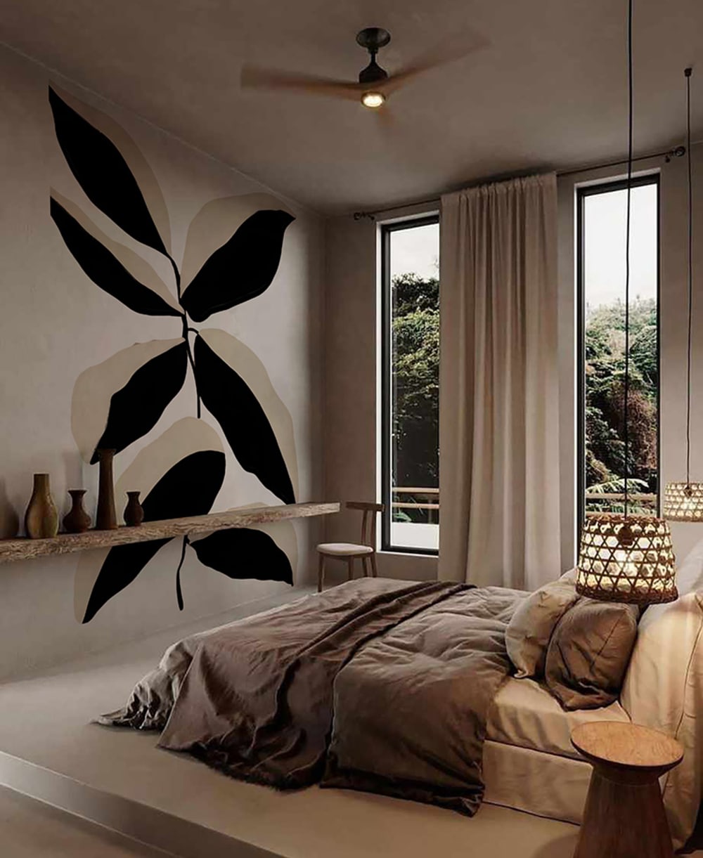 Papier peint végétal blanc – h300 x l200 cm (4 lés) — vue 3
