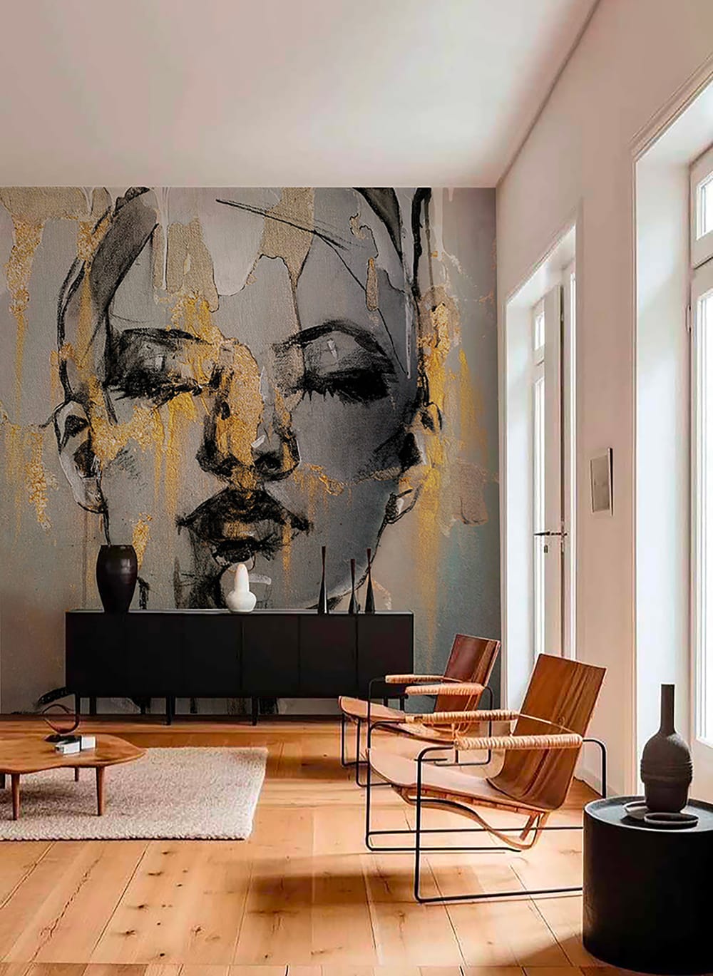 Papier peint panoramique visage rose – h250 x l300 cm (6 lés) — vue 4