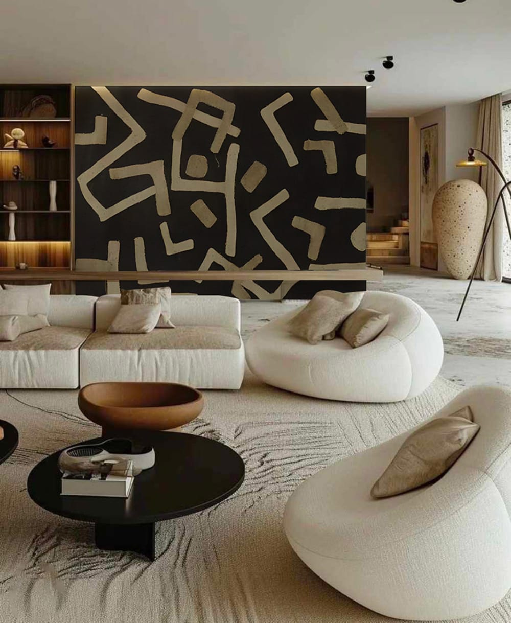 Papier peint panoramique abstrait gris – h300 x l400 cm (8 lés) — vue 4