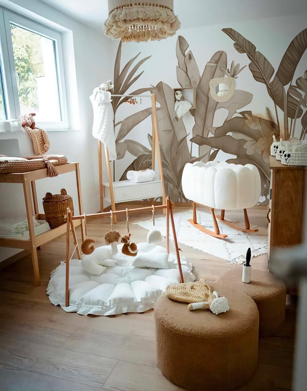 Papier peint panoramique végétal beige – h250 x l350 cm (7 lés) — vue 3