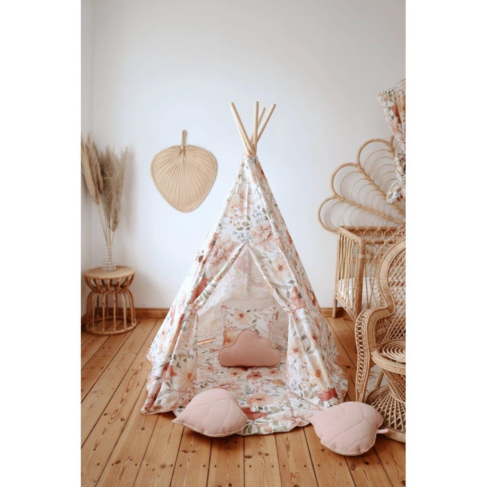 Tente tipi fleurs en coton beige - Maisons du Monde