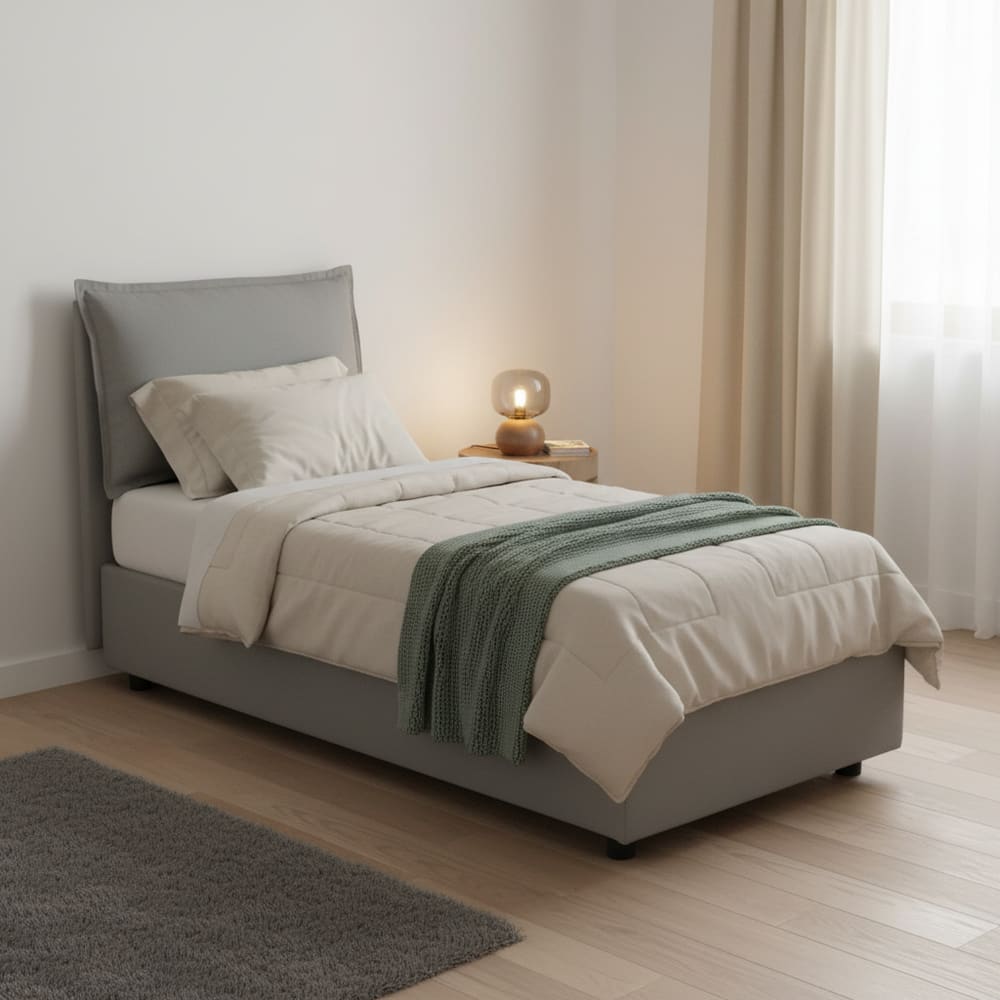 Lit simple en tissu gris 80x190 cm - Maisons du Monde