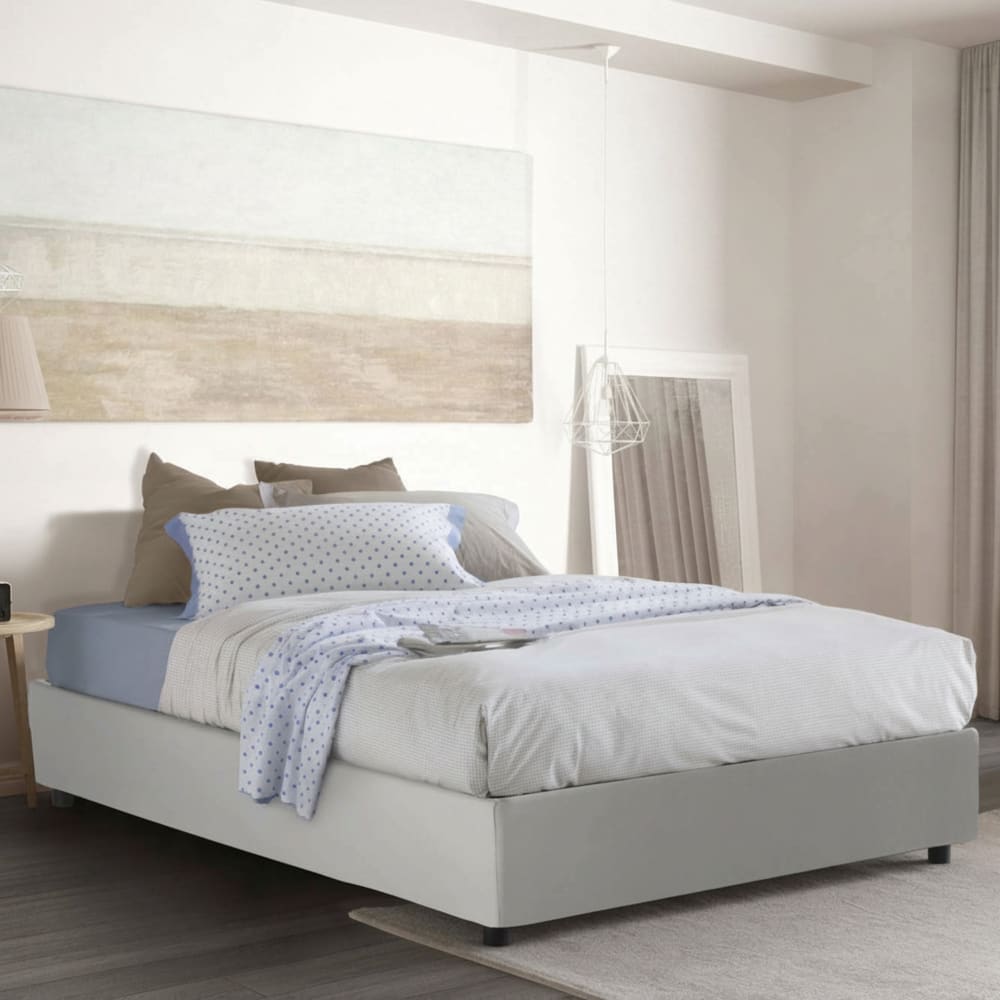 Lit double en similcuir blanc 160x190 cm - Maisons du Monde