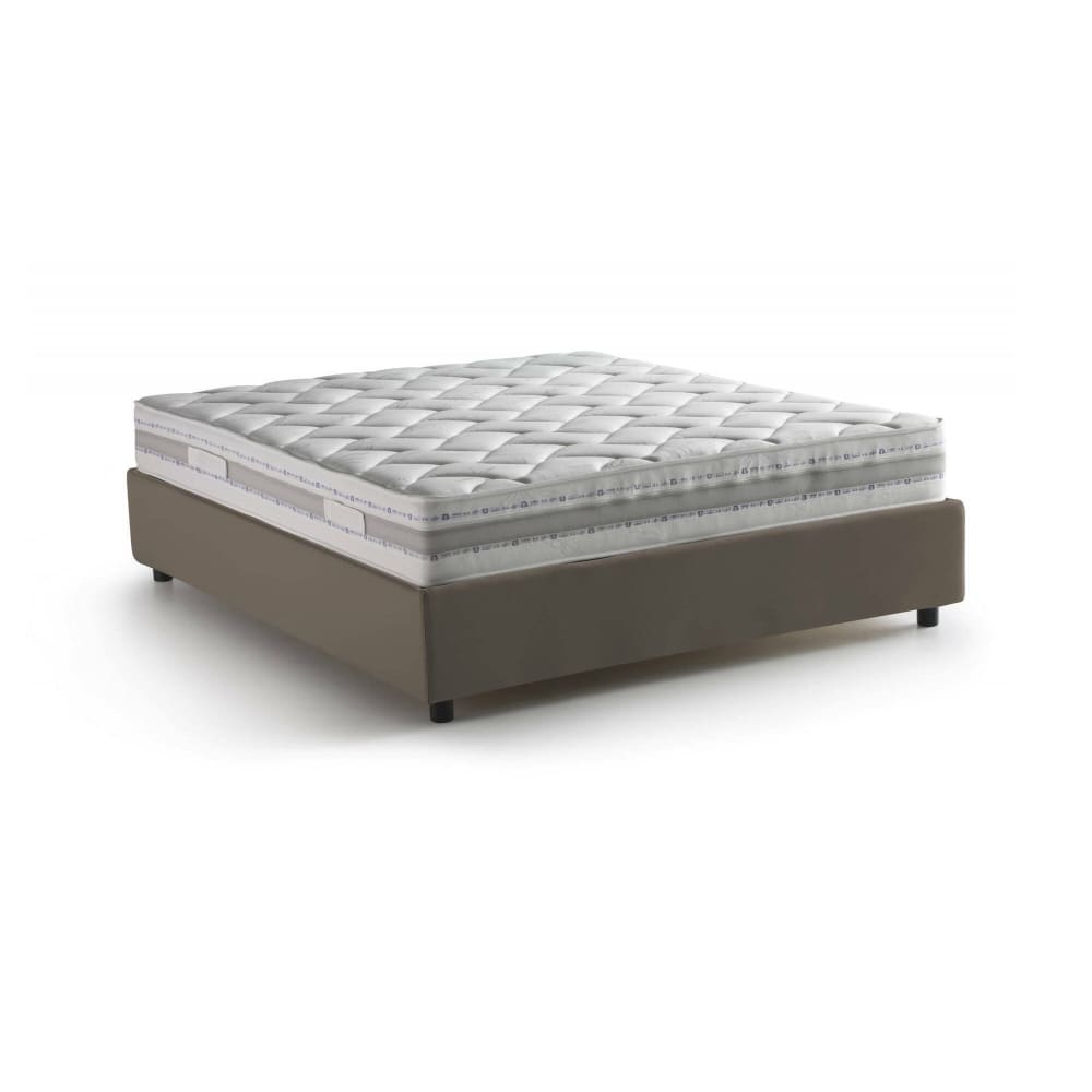 Lit double en tissu gris tourterelle 160x190 cm