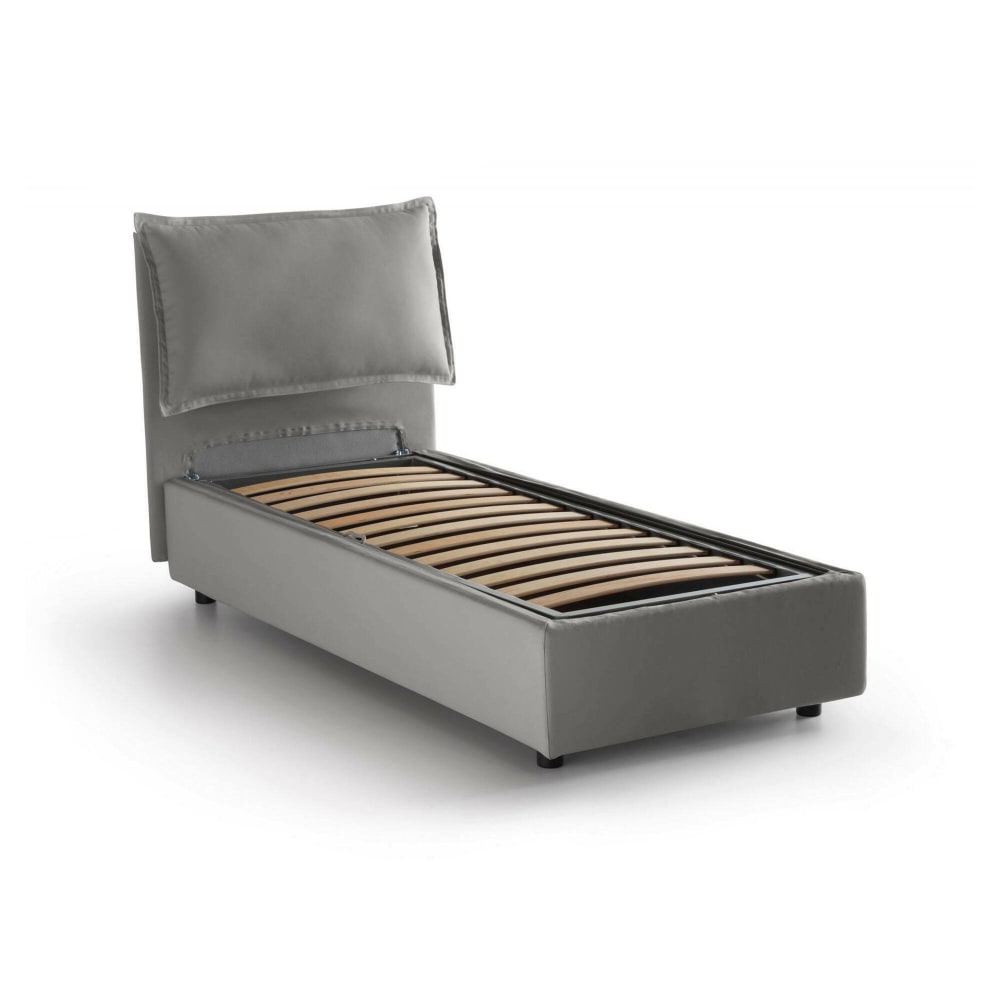 Lit simple en tissu gris