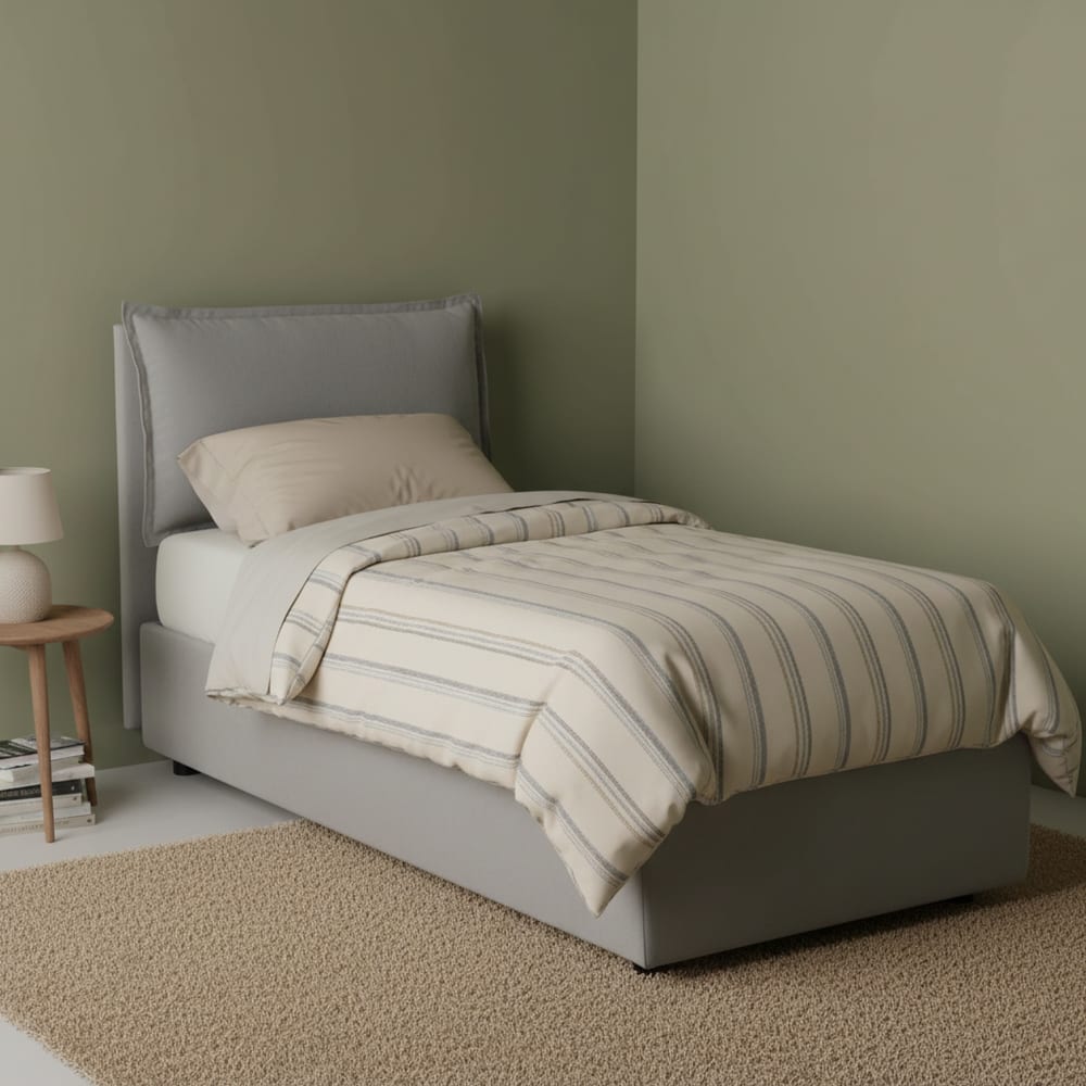Lit simple en tissu gris 90x200 cm - Maisons du Monde