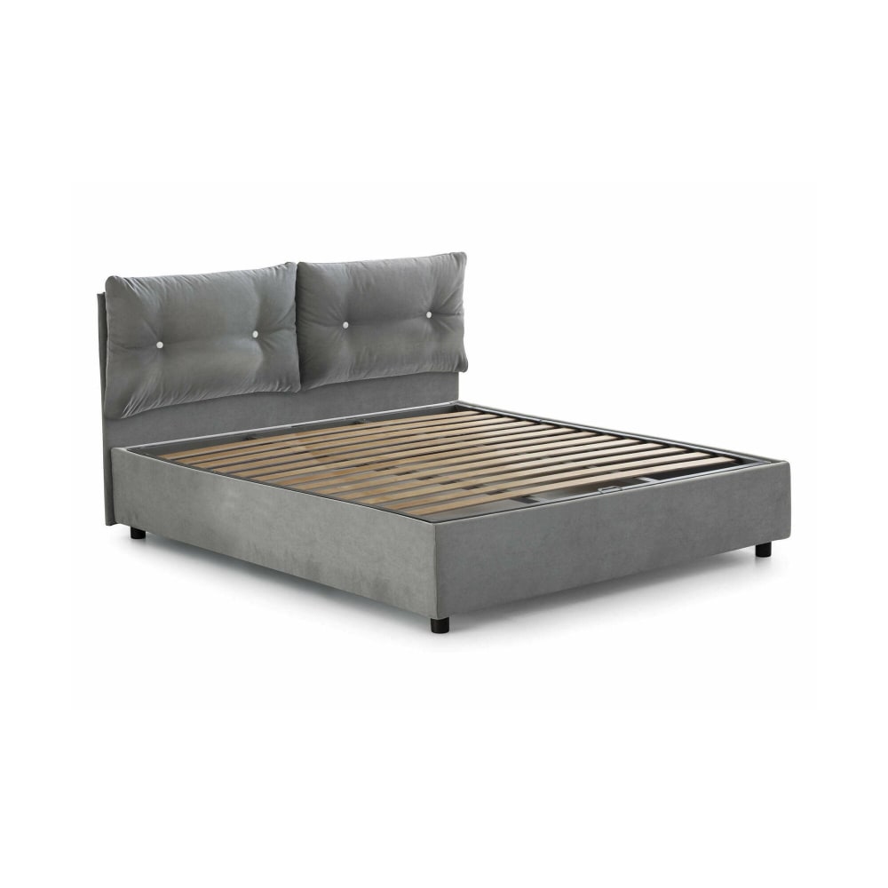 Lit double en tissu gris 160x190 cm