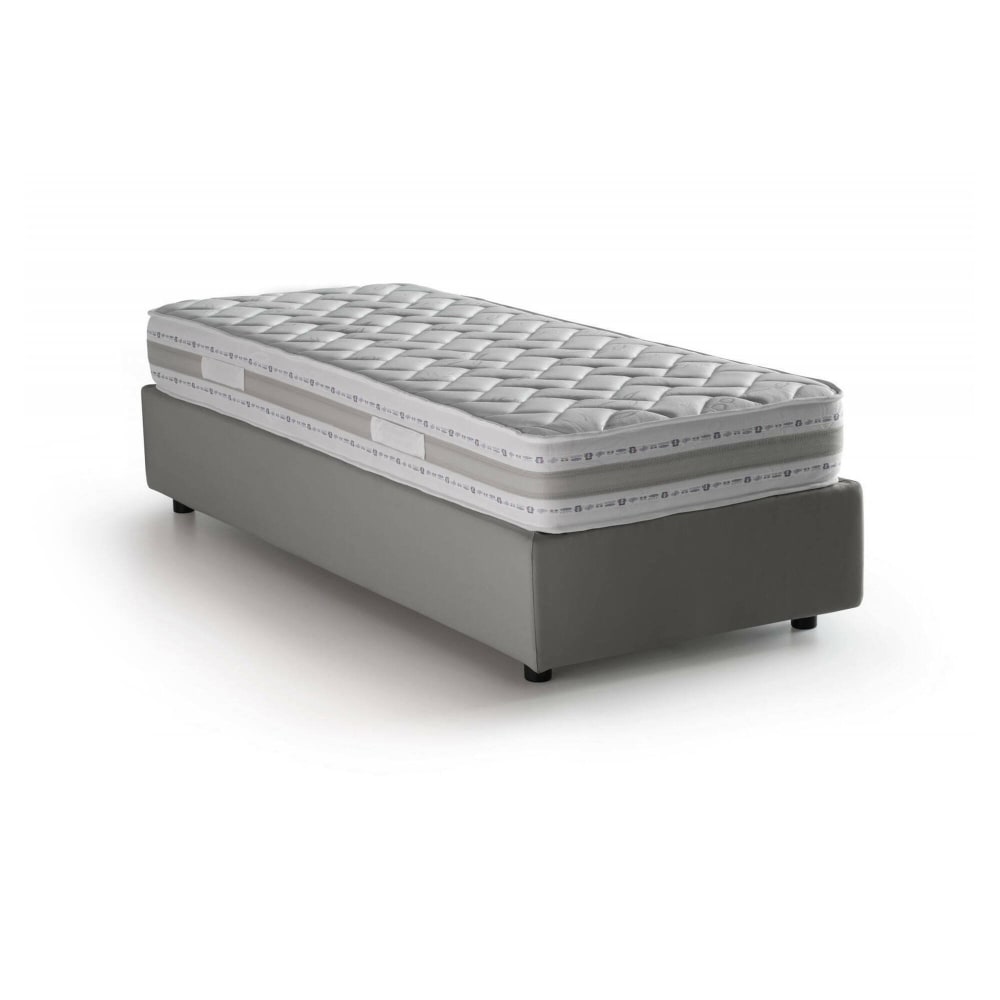 Lit simple en tissu gris