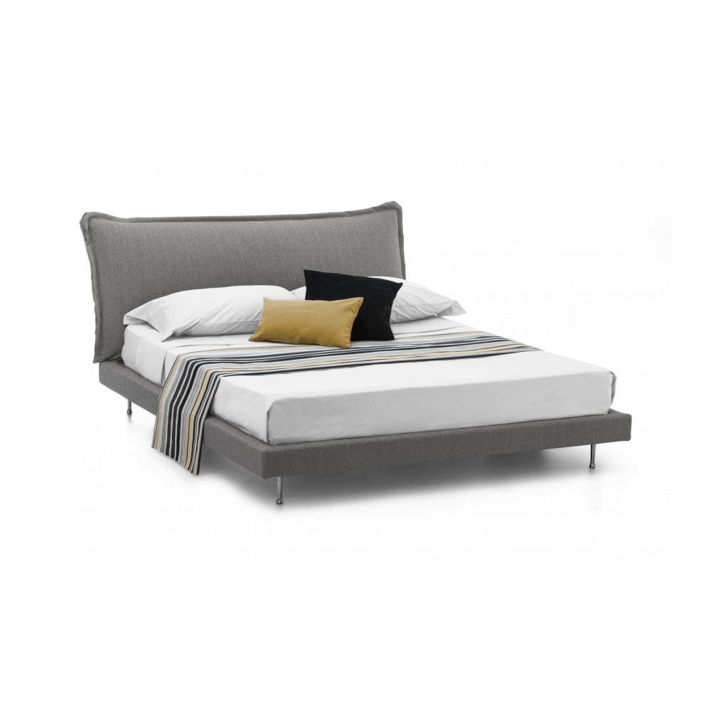 Lit double en tissu gris 160x190 cm
