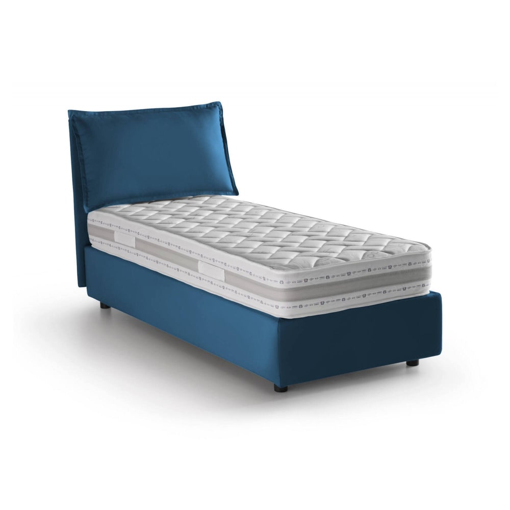 Lit simple en tissu bleu