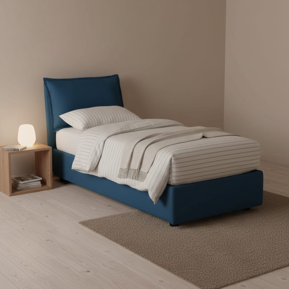Lit simple en tissu bleu 80x190 cm - Maisons du Monde