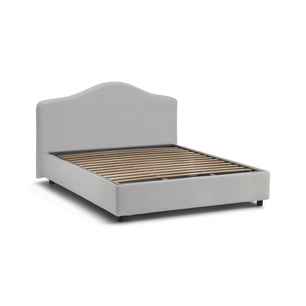 Lit double en tissu blanc 160x190 cm